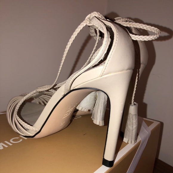 BRAND NEW ZARA shoe taupe lace up cage heels - Picture 4 of 5